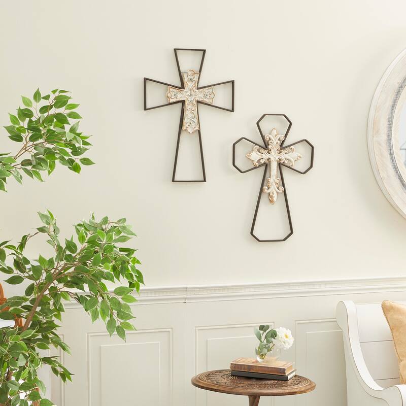 Black Iron Traditional Wall Decor Religious and spiritual (Set of 2)
