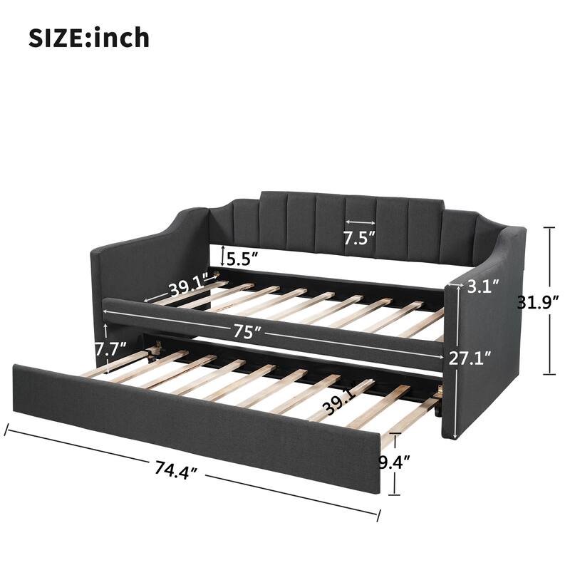 Upholstered Twin Daybed with Trundle Bed Bath & Beyond 35365274
