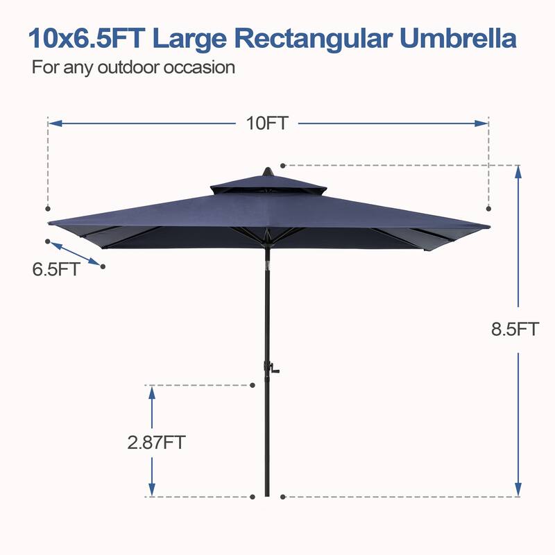Pellebant Outdoor 10 x 6.5 Ft Market Umbrella with Double Top