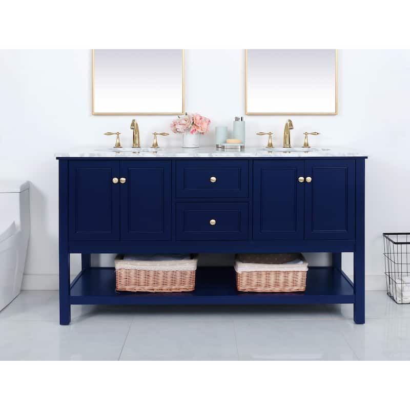 Grand 60 - 72 Inch Double Bathroom Vanity - 60 Inches - Blue