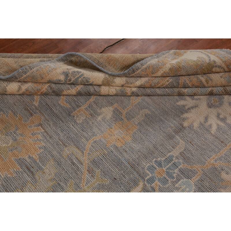Hand Knotted Oriental 100% Wool Carpet Transitional All-Over Greys & Charcoal Oushak Area Rug - 9' 11'' X 8' 2''
