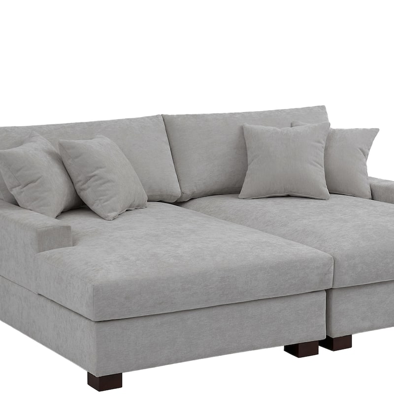 Modern Upholstered Chenille Modular Sectional Sofa with 2 Chaise