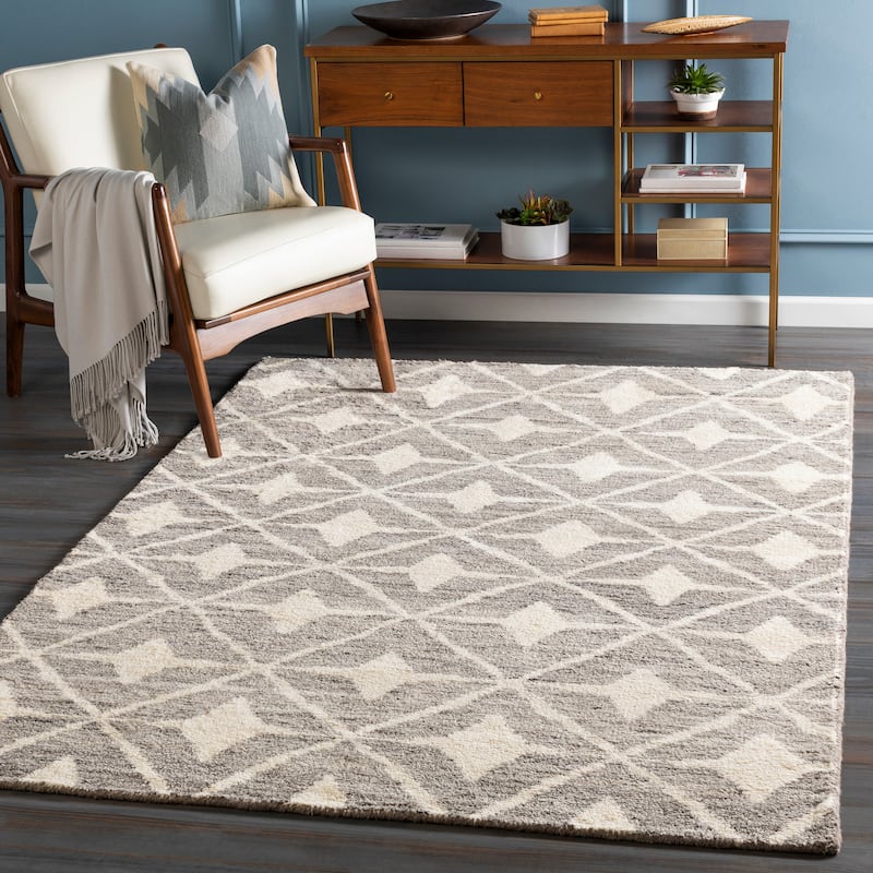 Jessenia Handmade Wool Boho Trellis Area Rug - Taupe - 8' x 10'