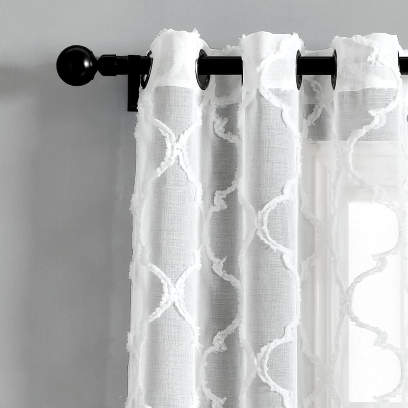 Lush Decor Avon Trellis Grommet Sheer Window Curtain Panel Pair
