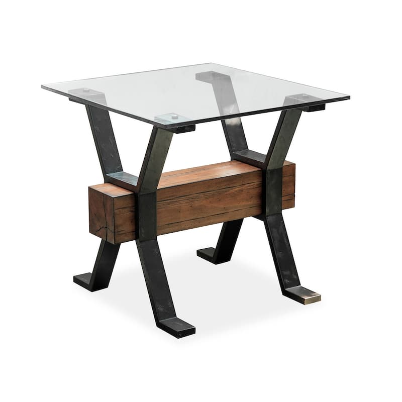 Magnussen Home Sawyer Toasted Nutmeg and Smoked Iron Rectangular End Table - 26''W x 24''D x 24''H
