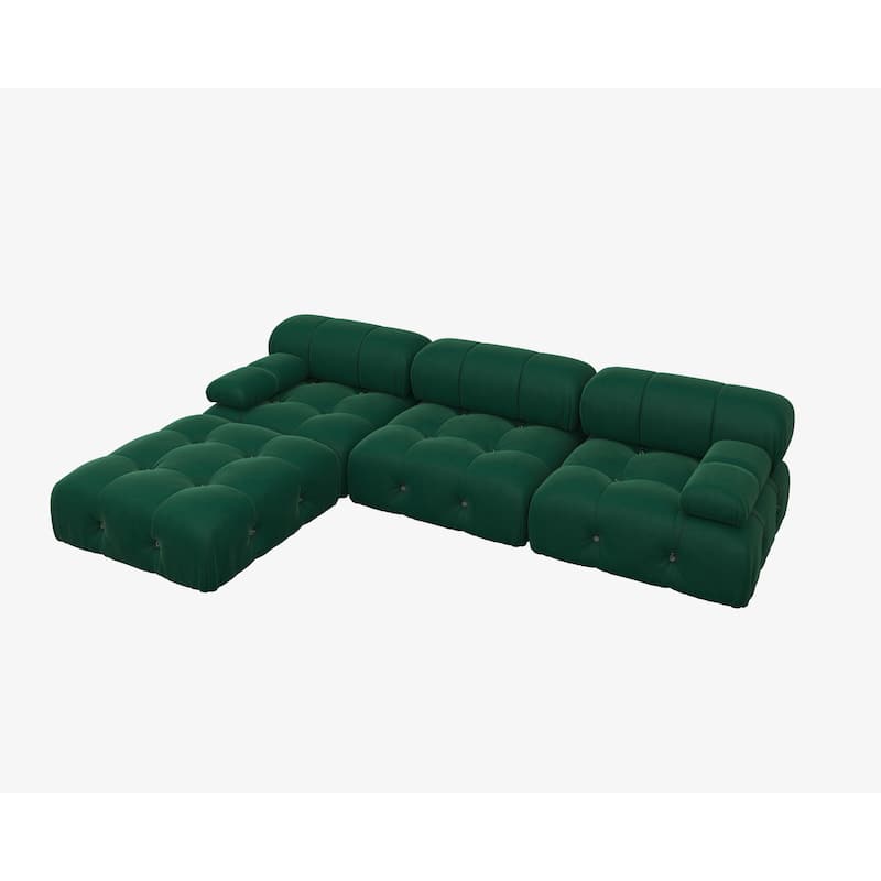 104" Wide Velvet Reversible Modular Sofa & Chaise with Ottoman