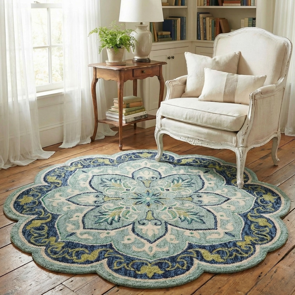 Dana Handmade Scalloped Round Wool Rug by Sevita