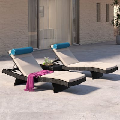 Portofino Comfort 3 Piece Sunbrella Outdoor Patio Chaise Lounge Set