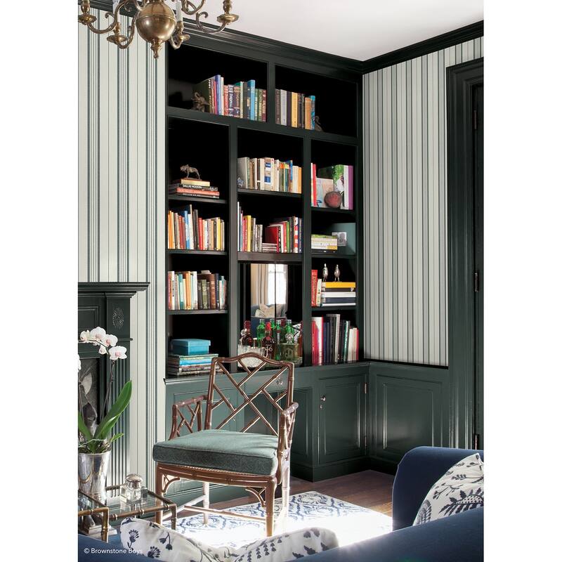 NuWallpaper Brownstone Boys Townhouse Stripe Dusk Peel and Stick Wallpaper - N/A