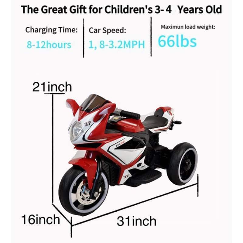 Children's Motorcycle with Headlight, Ride on Motorcycle with Illuminated Wheels, Electric Car Toy with LED Lights