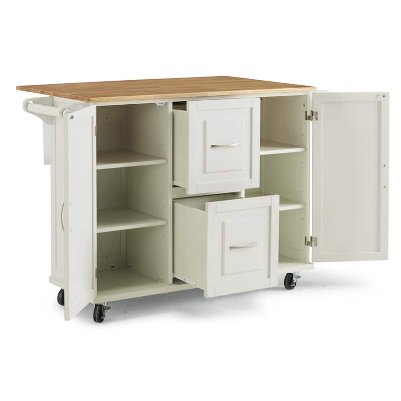 Homestyles Dolly Madison Off-White Wood Kitchen Cart - N/A