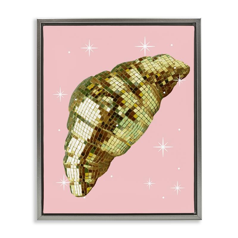 Stupell Luminous Disco Croissant Framed Floater Canvas Wall Art Design By Lil' Rue - 17 x 21 - Grey