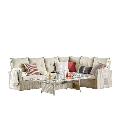 Lawayon 3-piece Outdoor Wicker Sectional Set with Coffee Table by Havenside Home
