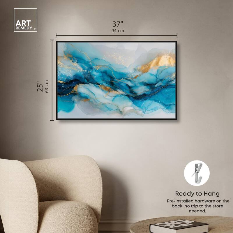 Ethereal Blue and Gold Canvas by Art Remedy