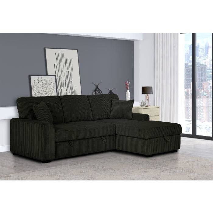 Modern Pull Out Sectional Sofa Bed with Storage, Convertible Living Room L-Shaped Couch - Right Facing