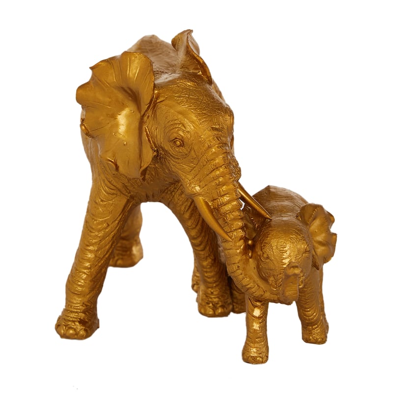 Gold Polystone Elephant Decorative Sculpture