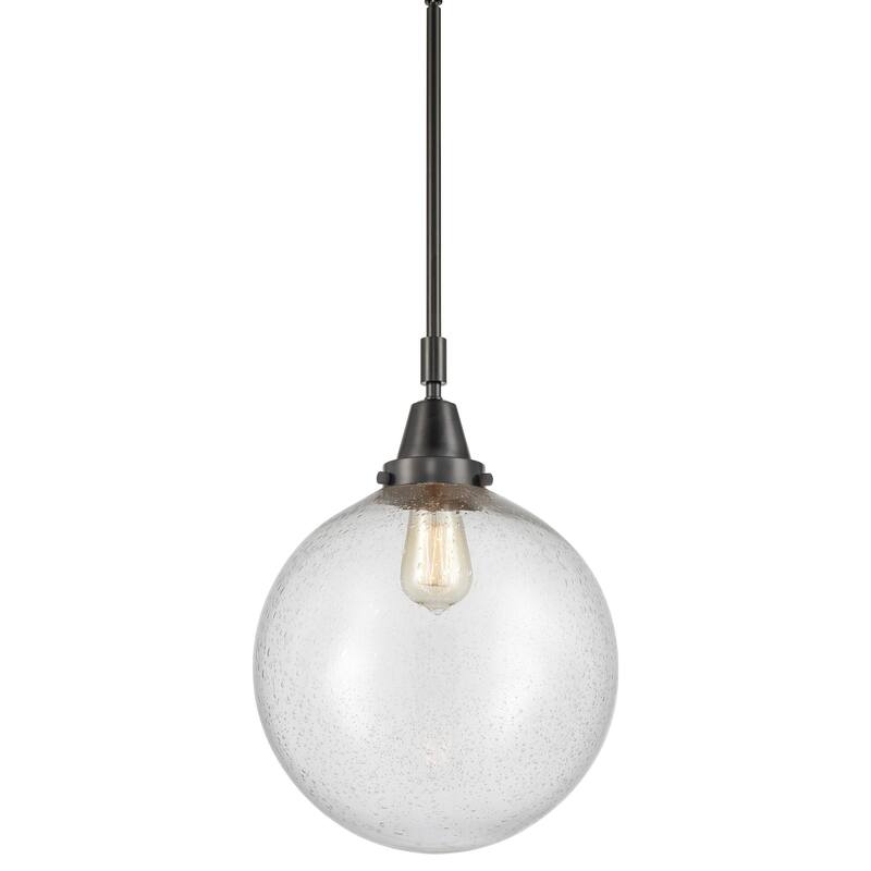 Innovations Lighting 447-1S-16-12 Beacon Pendant Beacon 12" Wide - Matte Black / Seedy