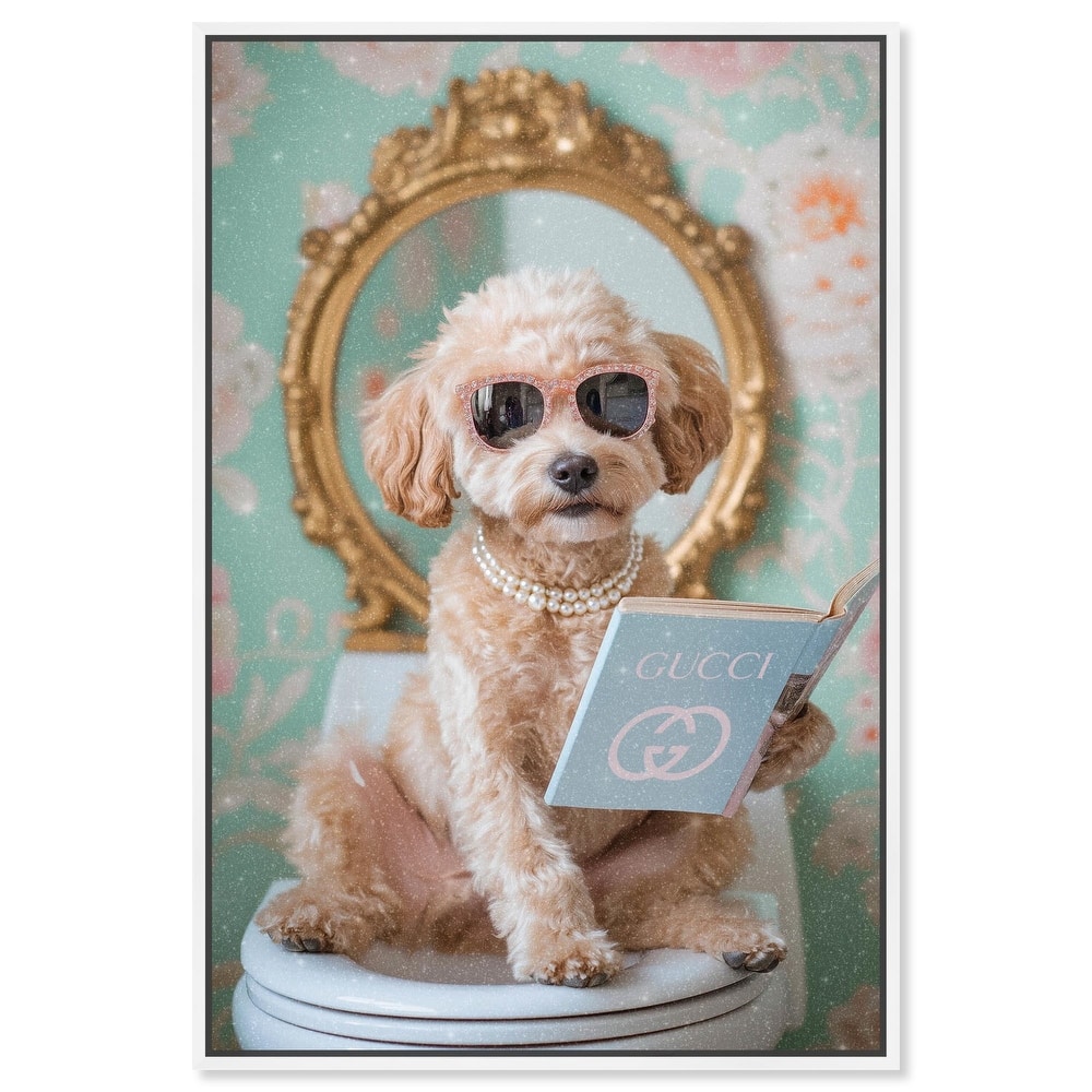 Goldendoodle Toilet Time Canvas by Art Remedy