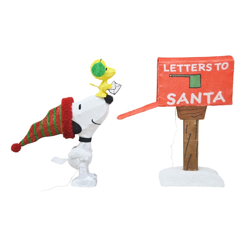 42" Peanuts 3D Pre-Lit LED Yard Art Letters to Santa Set of 3 Snoopy/ Woodstock / Mailbox Twinkle - Multi