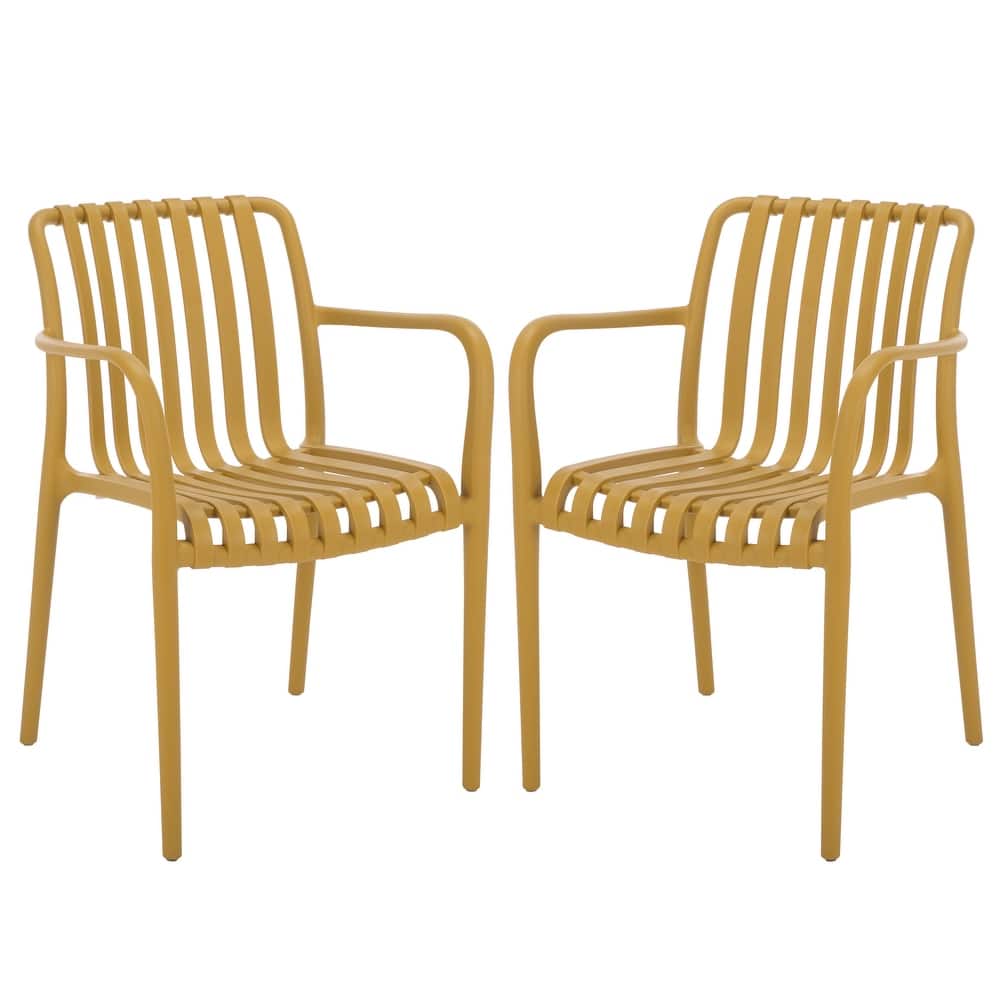 SAFAVIEH Outdoor Living Holly Stacking Dining Armchair (Set of 2) - 22"W x 22"D x 32"H