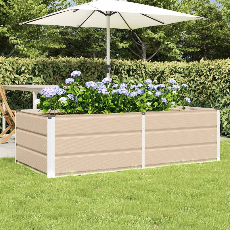 vidaXL Planter in Steel - 62.99 x 31.50 x 17.72 - Off-White - 62.99 x 31.50 x 17.72 in