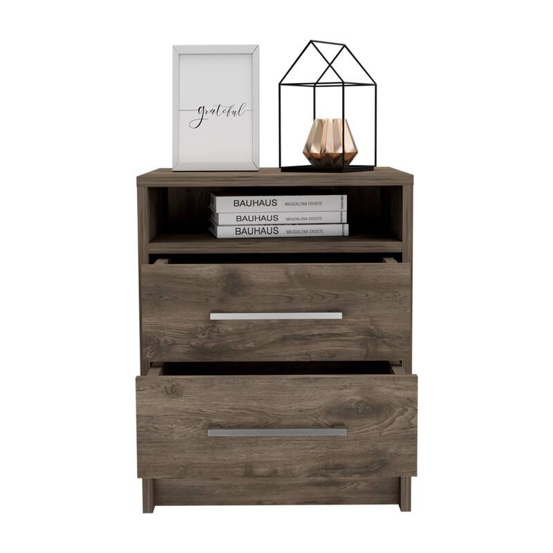 TUHOME Eter 2-Drawer Nightstand End Table with Metal Handles