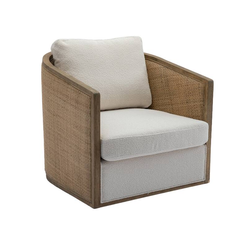 Beige 30.12" 360° Swivel Barrel Chair