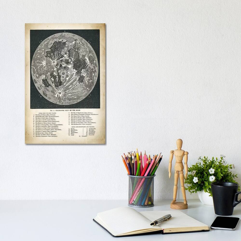 iCanvas "Moon Map" by PatentPrintStore Canvas Print