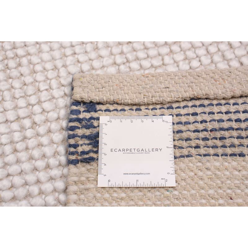 ECARPETGALLERY Braid weave Sienna Cream, Navy Wool Rug - 4'0 x 5'10