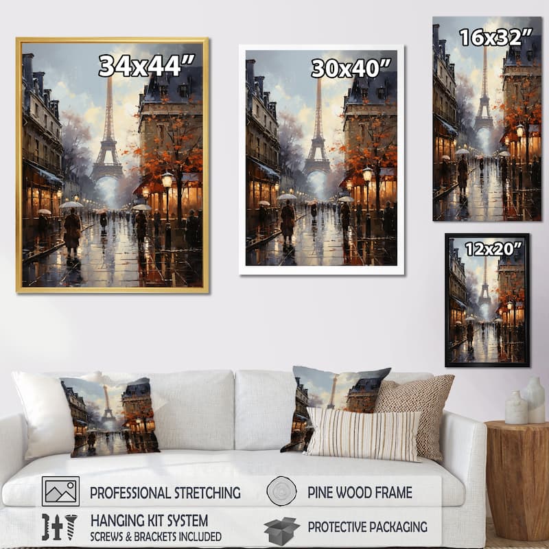 Designart "Eiffel Paris In 19 Century" City Paris Framed Canvas Prints