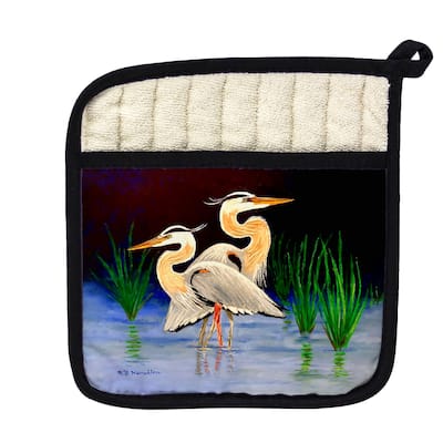 Two Blue Herons Pot Holder - 9x9