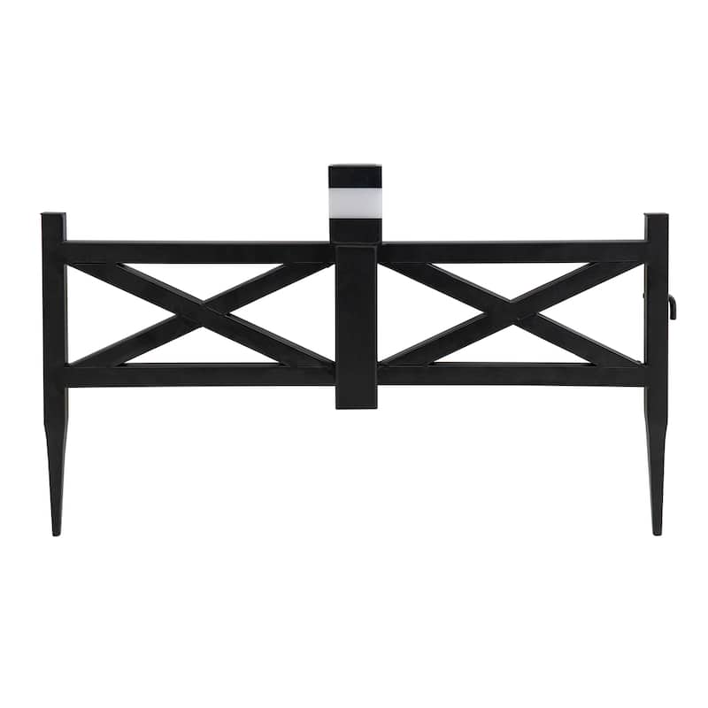 Sunjoy Solar Garden Border Fencing 2A Metal Fence Panel Outdoor Decorative Garden Fences (5-pack)