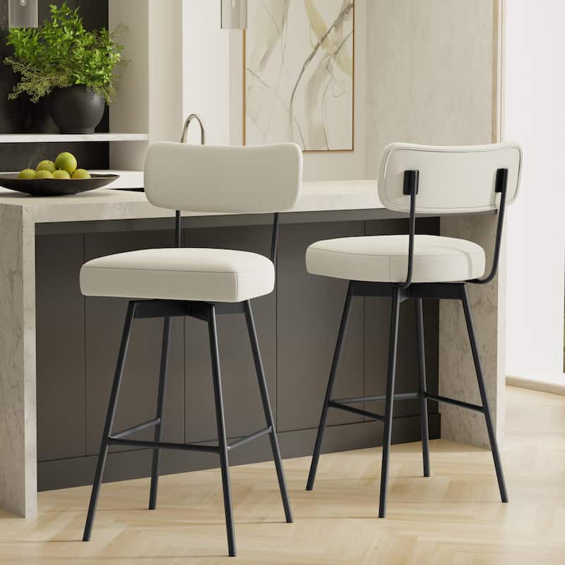 WYNDENHALL Meredith Modern Swivel Bar Stool (Set of 2) - 19.9" D x 18.9" W x 39.8" H - Natural