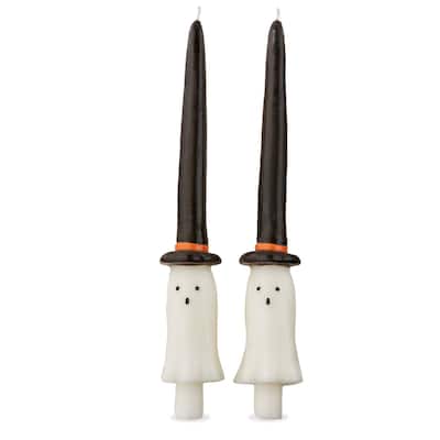 Witchy Ghost Taper Candles - Black Multi Flame Candles for Halloween, 7hr Burn Time, 12" Tall, Paraffin Wax