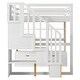 preview thumbnail 9 of 11, Natural+White Full Solid Wood Loft Bed with Desk & Drawers