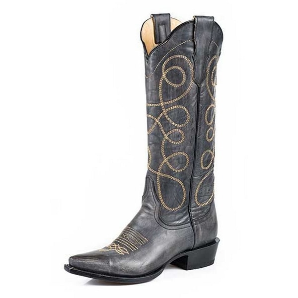 Stetson Western Boots Womens Sanded Zip Black