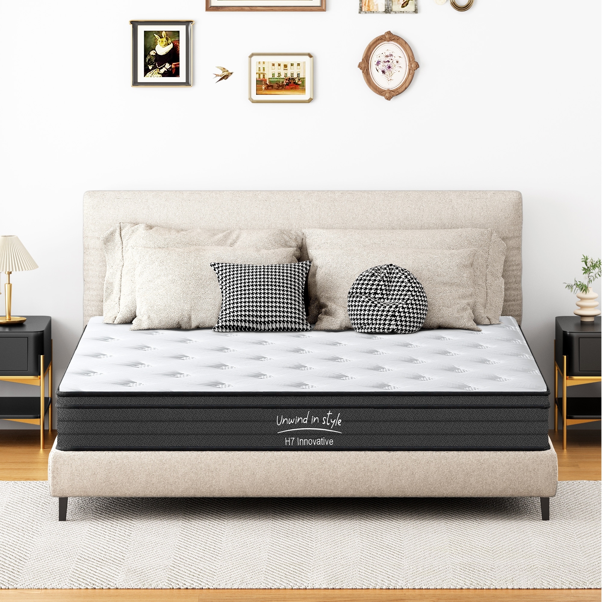 King Size Mattress, 10 Inch Hybrid Mattress, Individually Pocketed Innerspring, Medium Firm