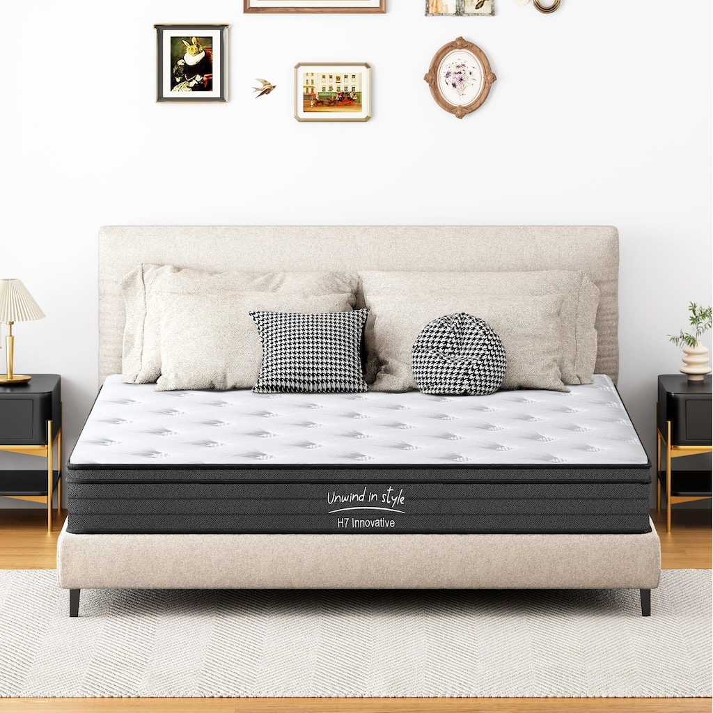 Medium Firm Mattress 10 Inch Hybrid Mattress Individually Pocketed Innerspring（Twin/Full/Queen/King）