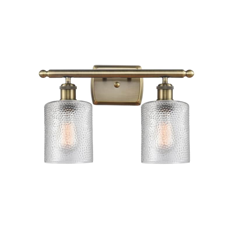 Innovations Lighting 516-2W-9-16 Cobbleskill Vanity Cobbleskill 2 - Clear / Antique Brass