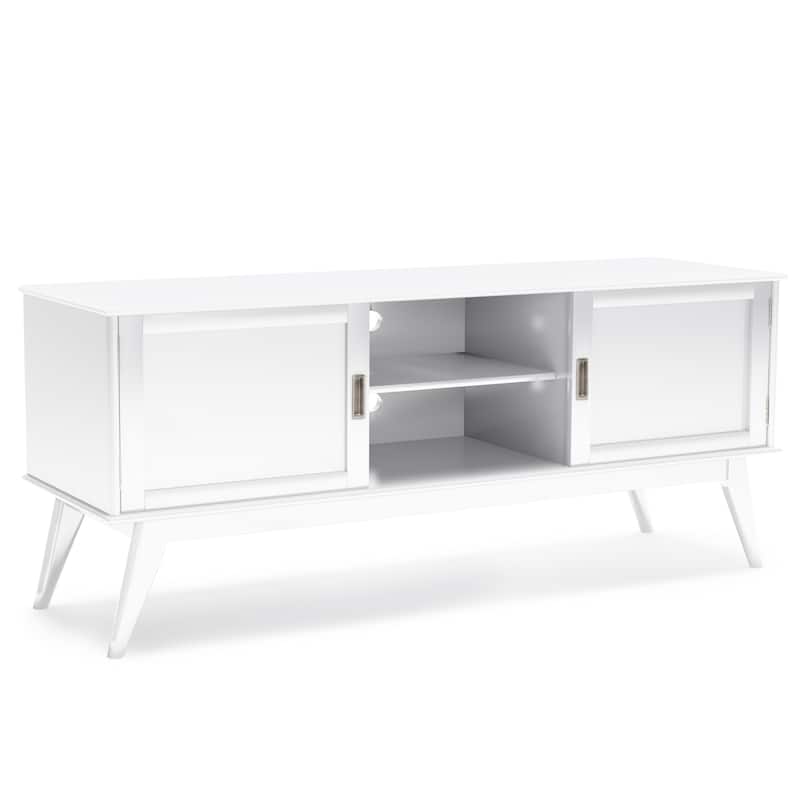 WYNDENHALL Tierney SOLID HARDWOOD 60 inch Wide Mid Century Modern TV Media Stand For TVs up to 65 inches - 60"w x 18"d x 26" h