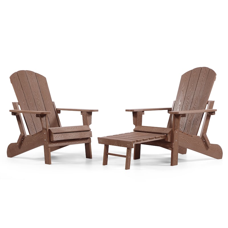 Hurley Folding Poly Adirondack Chair with Pull-out Ottoman (Set of 2)
