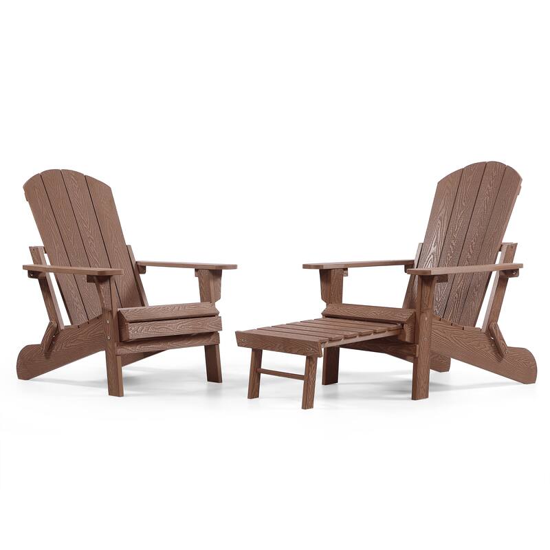 Seaton Folding Poly Adirondack Chair with Pull-out Ottoman, Set of 2