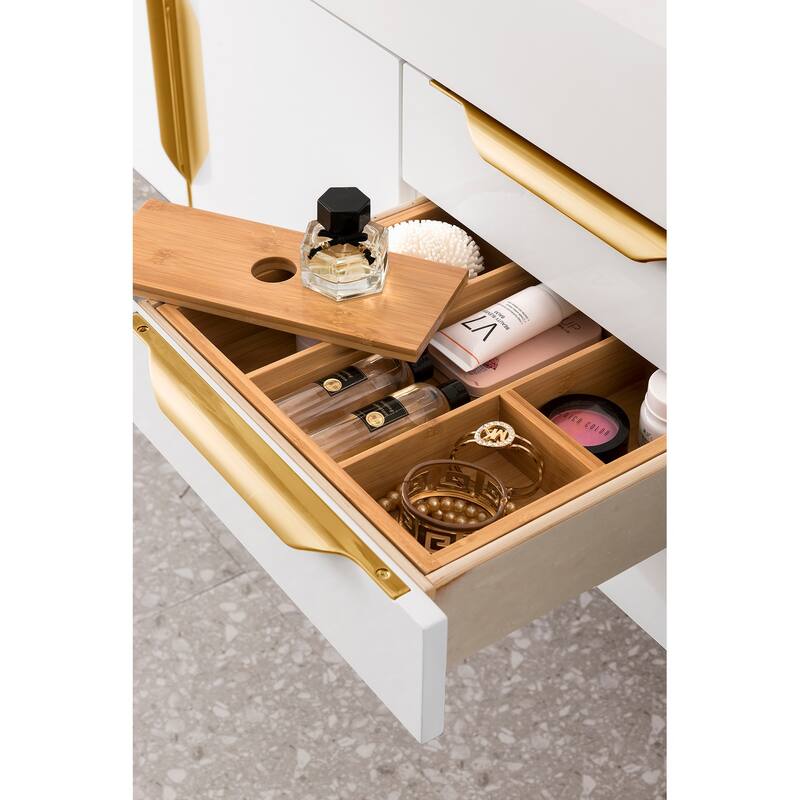 James Martin Vanities Mercer Island 48" Single Vanity, Glossy White with Radiant Gold Hardware