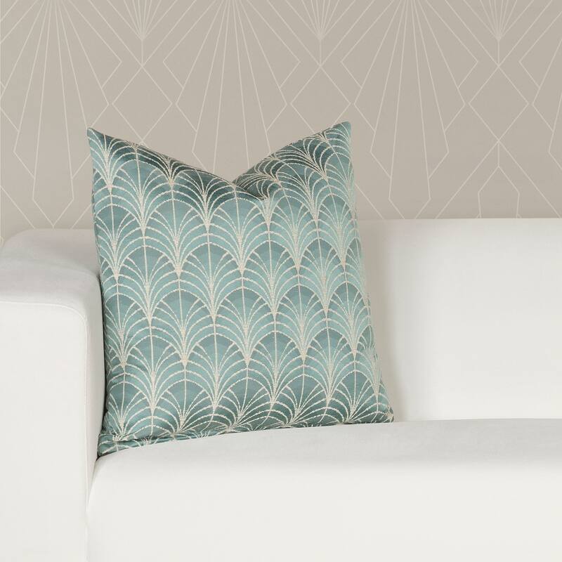 The Great Gatsby At The Gate Art Deco Throw Pillow - 18 x 18 - Blue