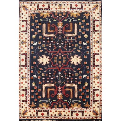 Navy Blue Oushak Oriental Rug Handmade Wool Carpet - 4'0" x 6'0"