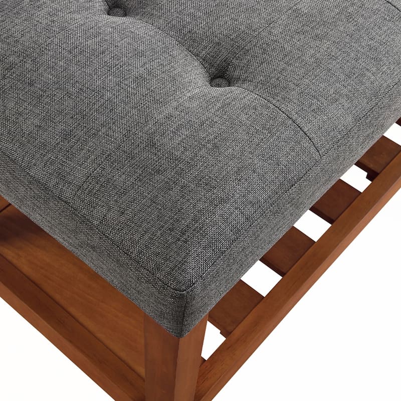 Fabric Upholstered Bench with Open Storage
