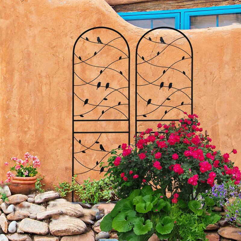 4 Pack Metal Garden Trellis 71" x 19.7" Rustproof Trellis for Climbing Plants Outdoor Flower Support Bird Deco