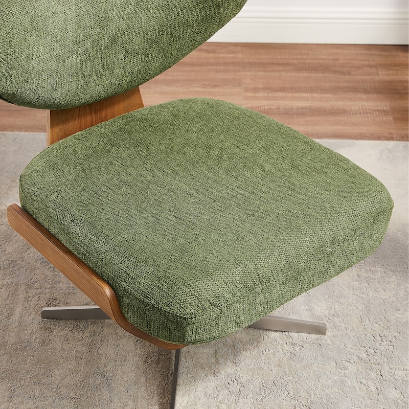 Art Leon Wood and Fabric Swivel Armless Accent Lounge Chair