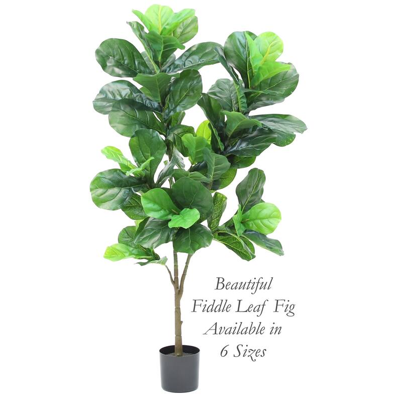 The Mod Greenhouse Faux Green Fiddle Leaf Tree in a Black Matte Planter Pot - 48