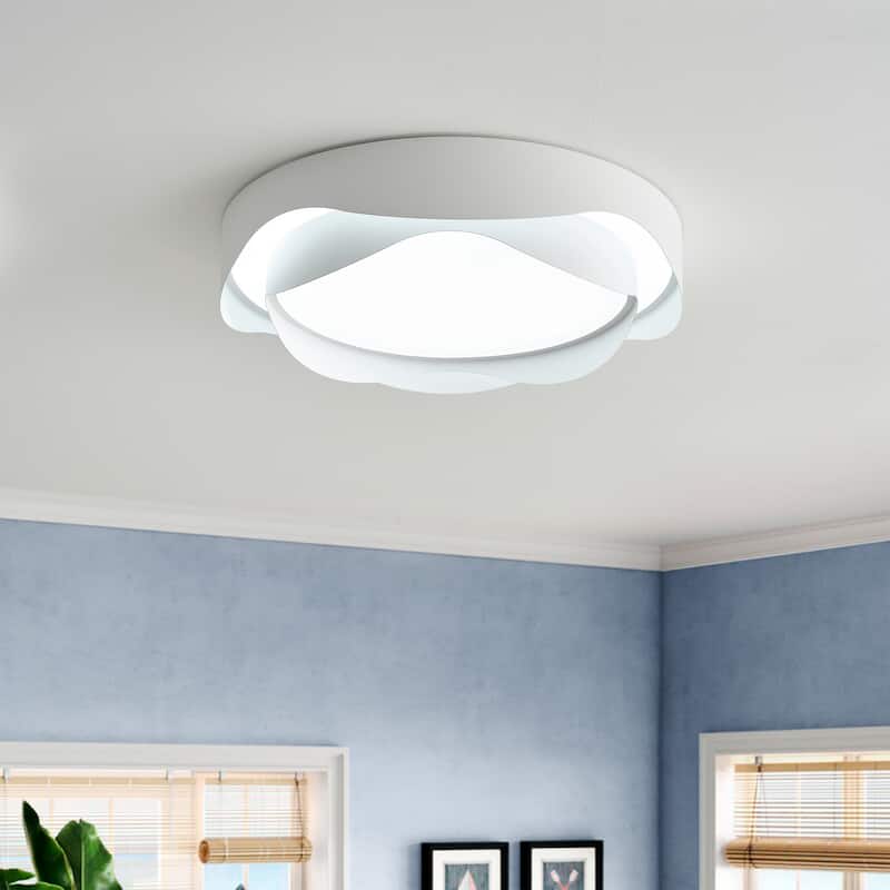 1-Light Dimmable Lotus Shape LED Flush Mount Lighting - 19.7"D×19.7"W×4.3"H - White - 19.7"D×19.7"W×4.3"H